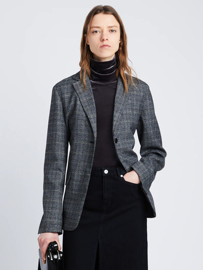 Plaid Suiting Blazer - Black/Offwhite/Citron