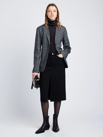 Plaid Suiting Blazer - Black/Offwhite/Citron