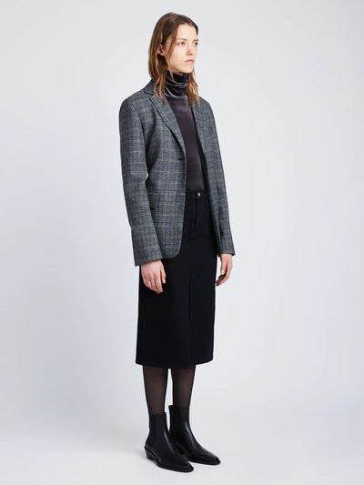 Plaid Suiting Blazer - Black/Offwhite/Citron