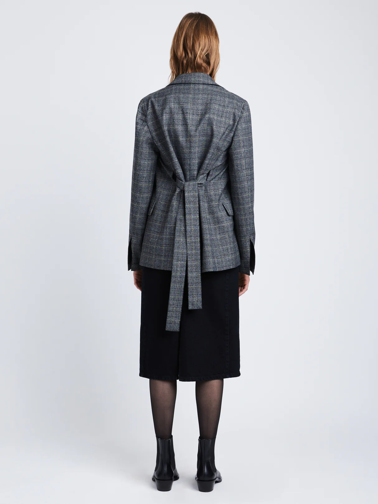 Plaid Suiting Blazer - Black/Offwhite/Citron