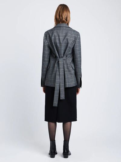 Plaid Suiting Blazer - Black/Offwhite/Citron