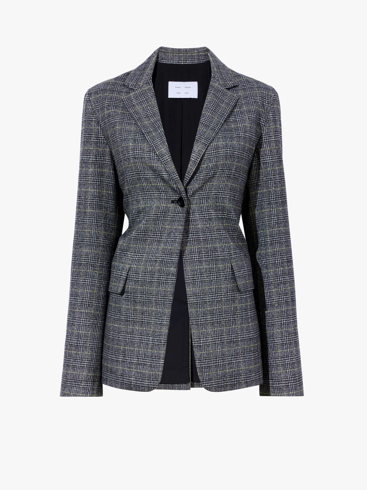 Plaid Suiting Blazer - Black/Offwhite/Citron