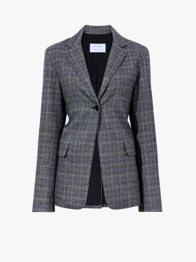 Plaid Suiting Blazer - Black/Offwhite/Citron