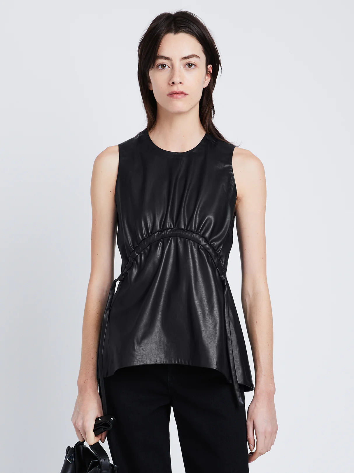Faux Leather Drawstring Top - More Colors Available