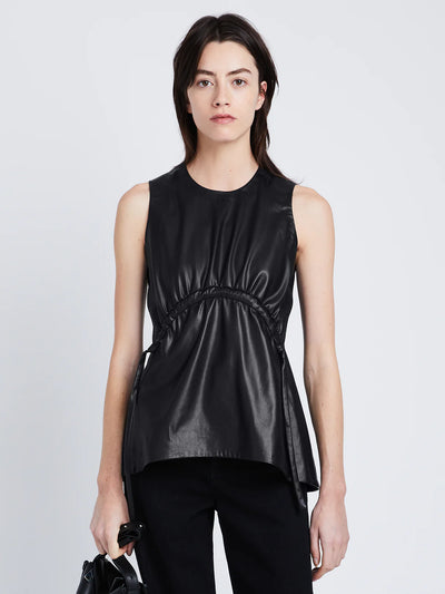 Faux Leather Drawstring Top - More Colors Available