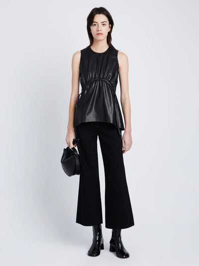 Faux Leather Drawstring Top - More Colors Available