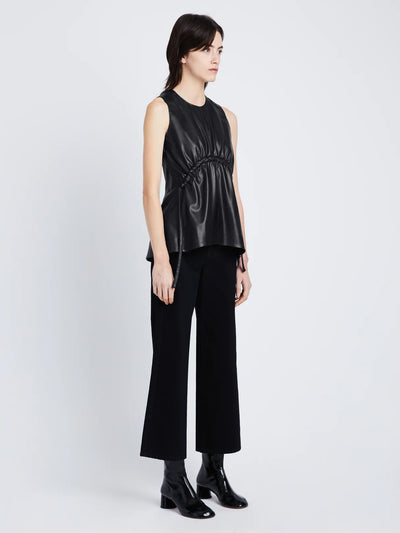 Faux Leather Drawstring Top - More Colors Available