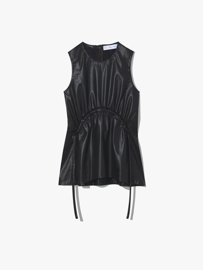 Faux Leather Drawstring Top - More Colors Available