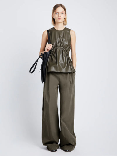 Faux Leather Drawstring Top - More Colors Available