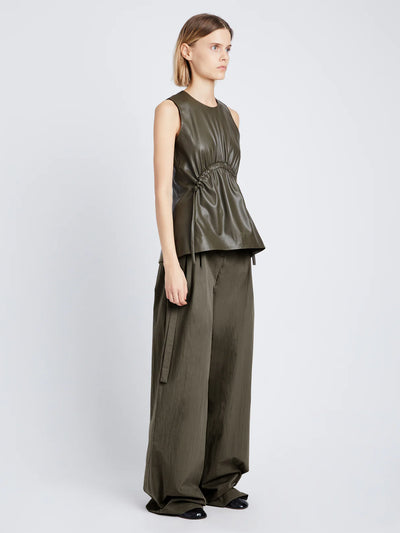 Faux Leather Drawstring Top - More Colors Available