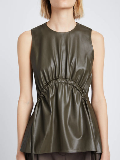 Faux Leather Drawstring Top - More Colors Available