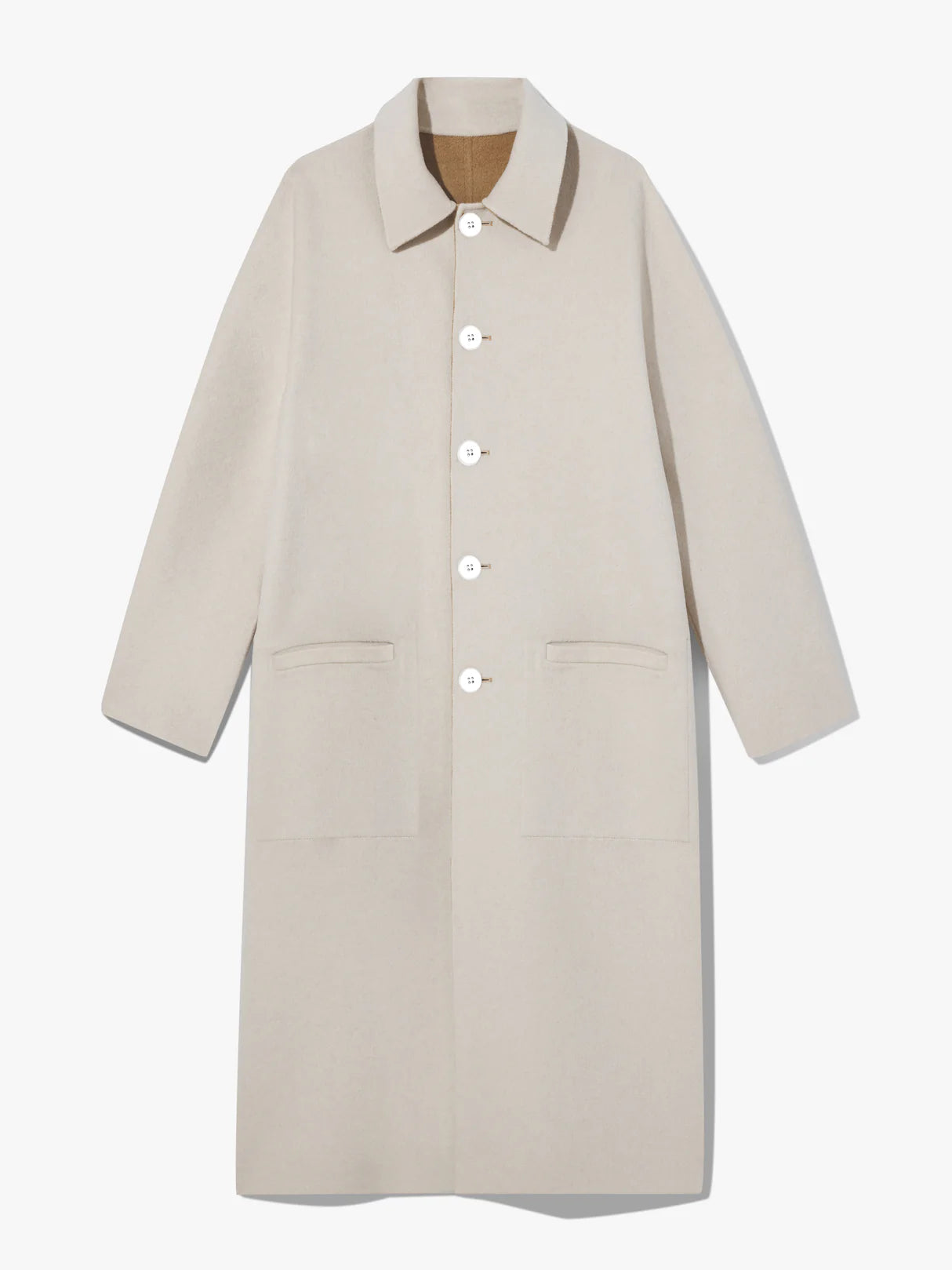 Reversible Double Face Coat - Camel/Off-white