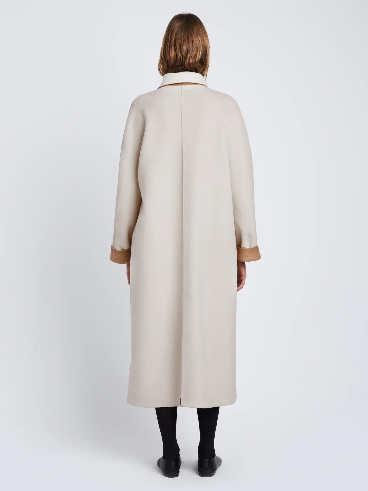 Reversible Double Face Coat - Camel/Off-white