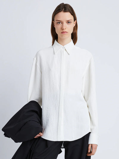 Crushed Matte Satin Shirt - White