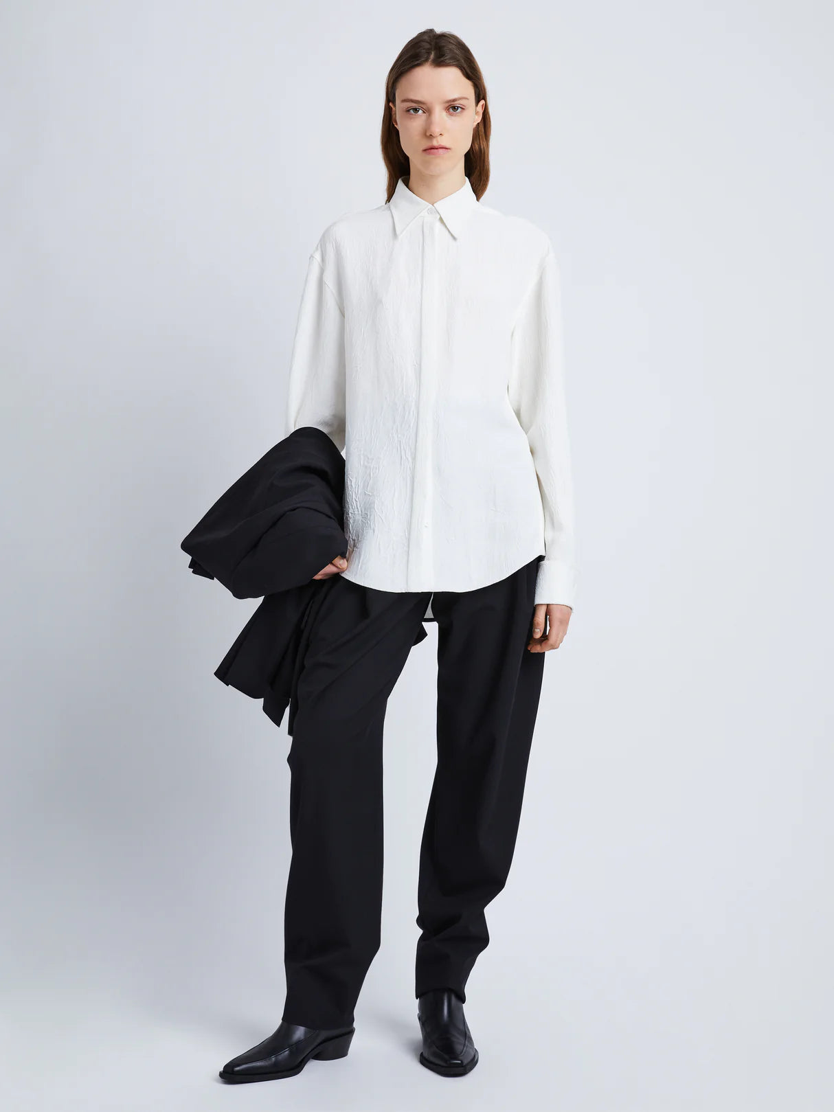 Crushed Matte Satin Shirt - White