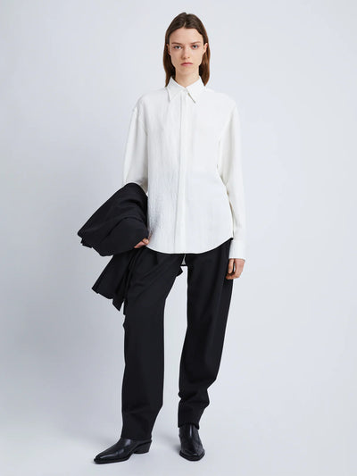 Crushed Matte Satin Shirt - White