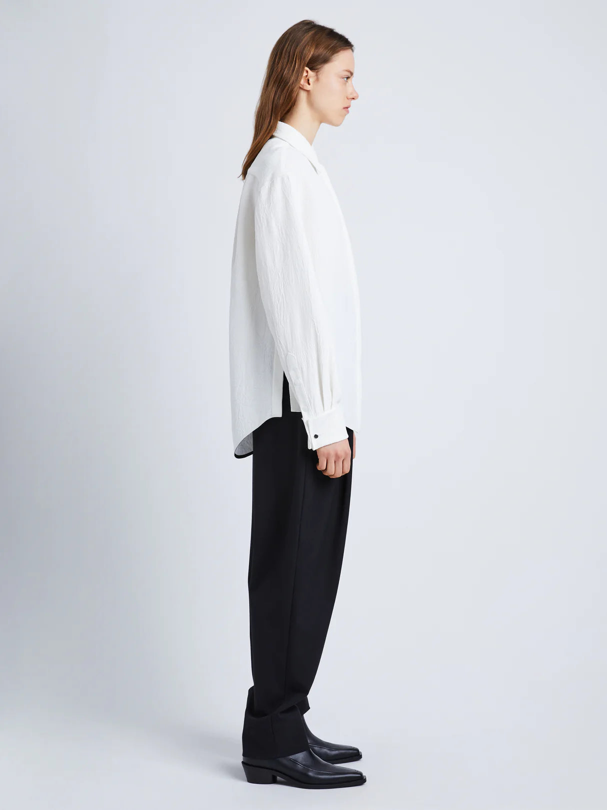 Crushed Matte Satin Shirt - White