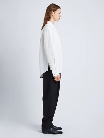 Crushed Matte Satin Shirt - White