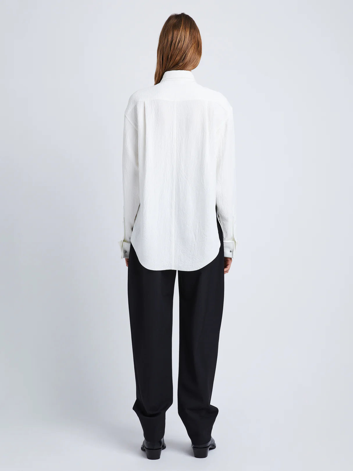 Crushed Matte Satin Shirt - White