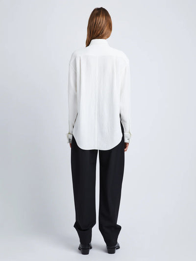 Crushed Matte Satin Shirt - White