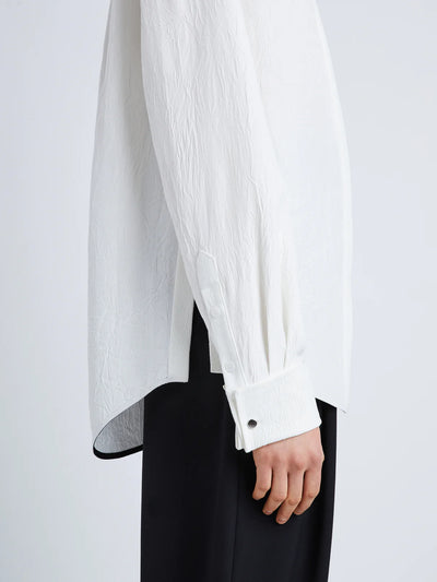 Crushed Matte Satin Shirt - White