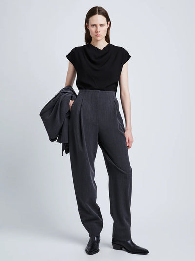 Matte Viscose Crepe Shell Top - Black