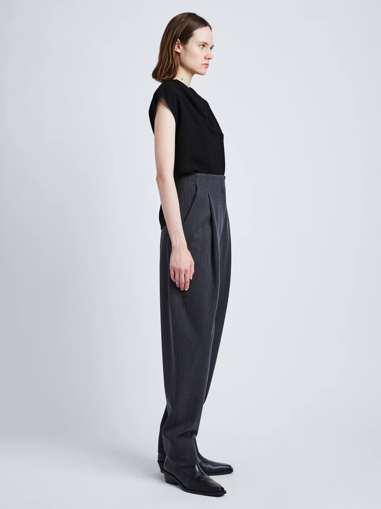 Matte Viscose Crepe Shell Top - Black