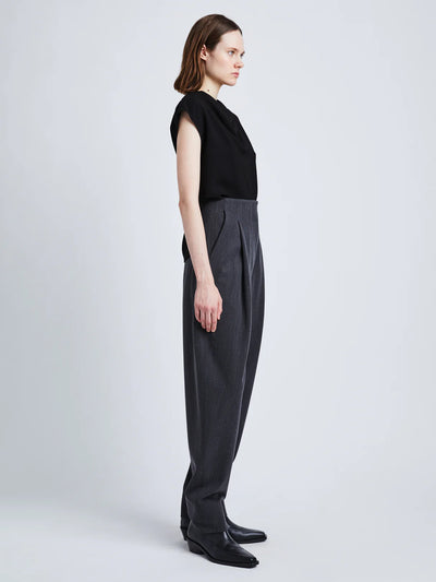Matte Viscose Crepe Shell Top - Black