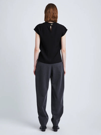 Matte Viscose Crepe Shell Top - Black