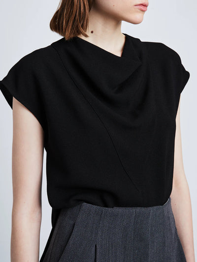Matte Viscose Crepe Shell Top - Black