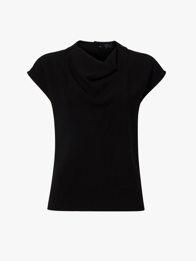Matte Viscose Crepe Shell Top - Black