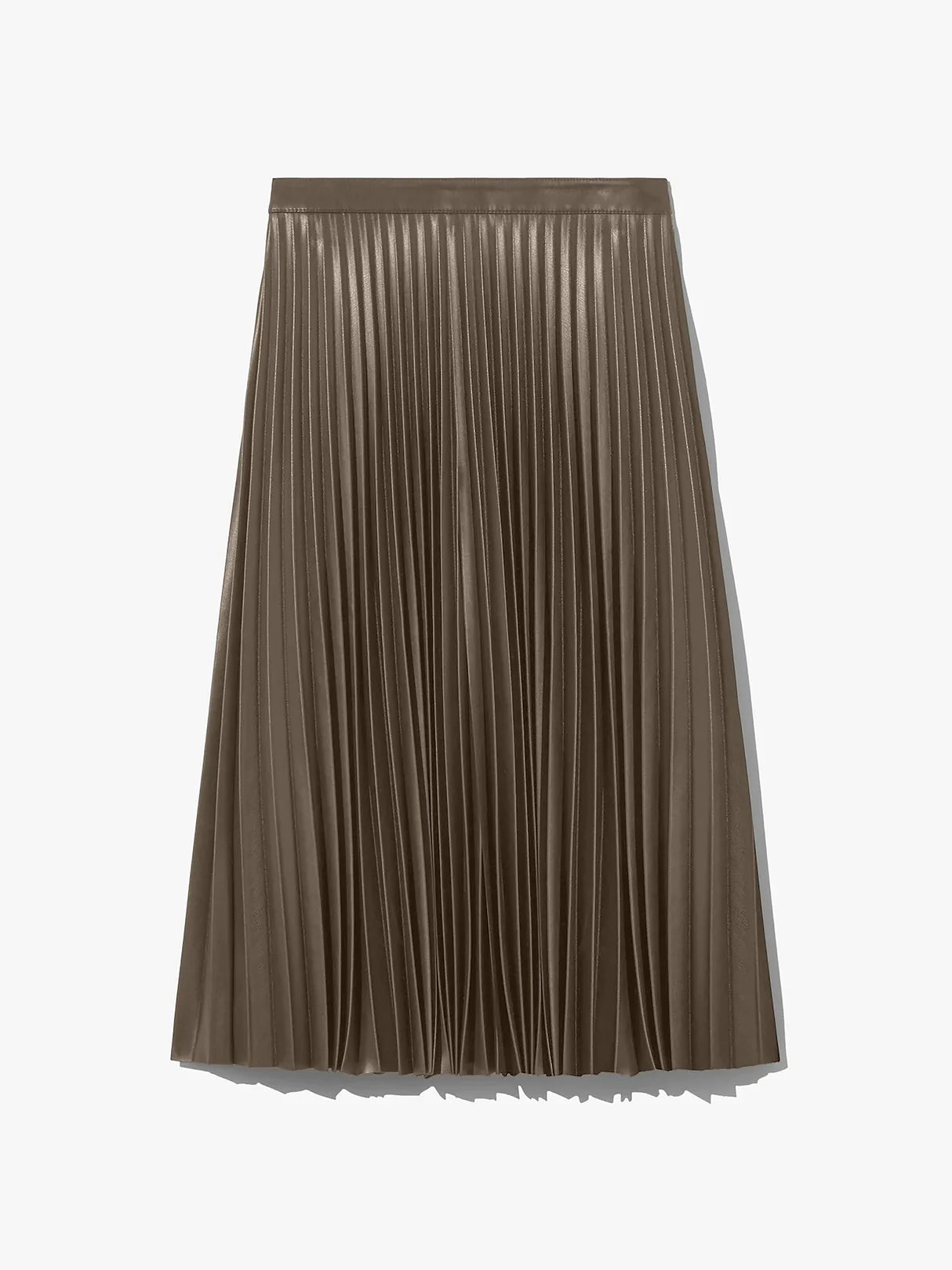 Faux Leather Pleated Skirt - Wood