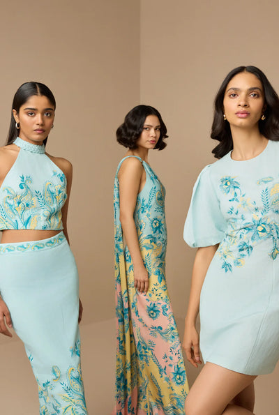 Wani One Shoulder Long Dress - Pastel Multi