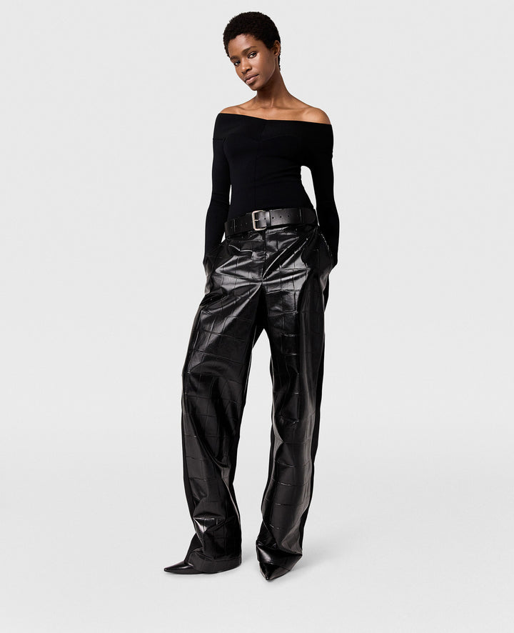 Stella McCartney - Straight-Neck Long-Sleeve Top - Black