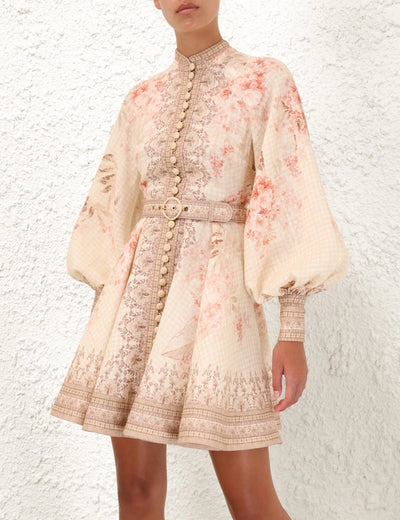 Illuminate Buttoned Mini Dress - Coral Floral