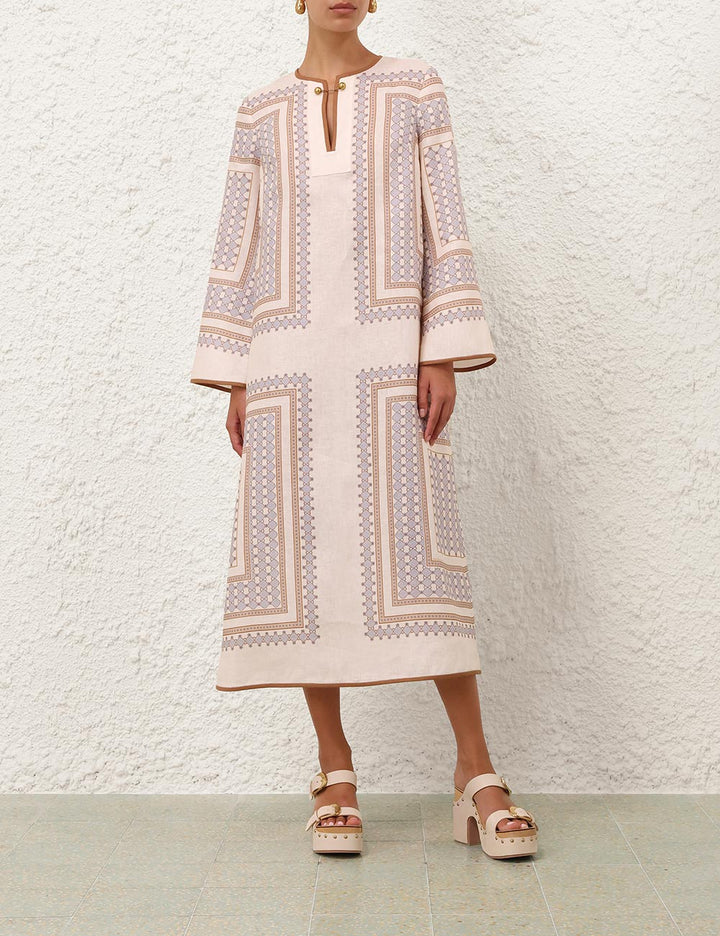 Tunic Midi Dress - Cream/Navy