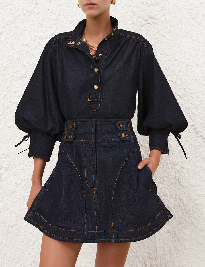 Denim Billow Shirt - Night Sky