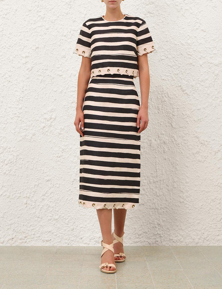 Rebellion Stripe Rope Skirt - Black Stripe