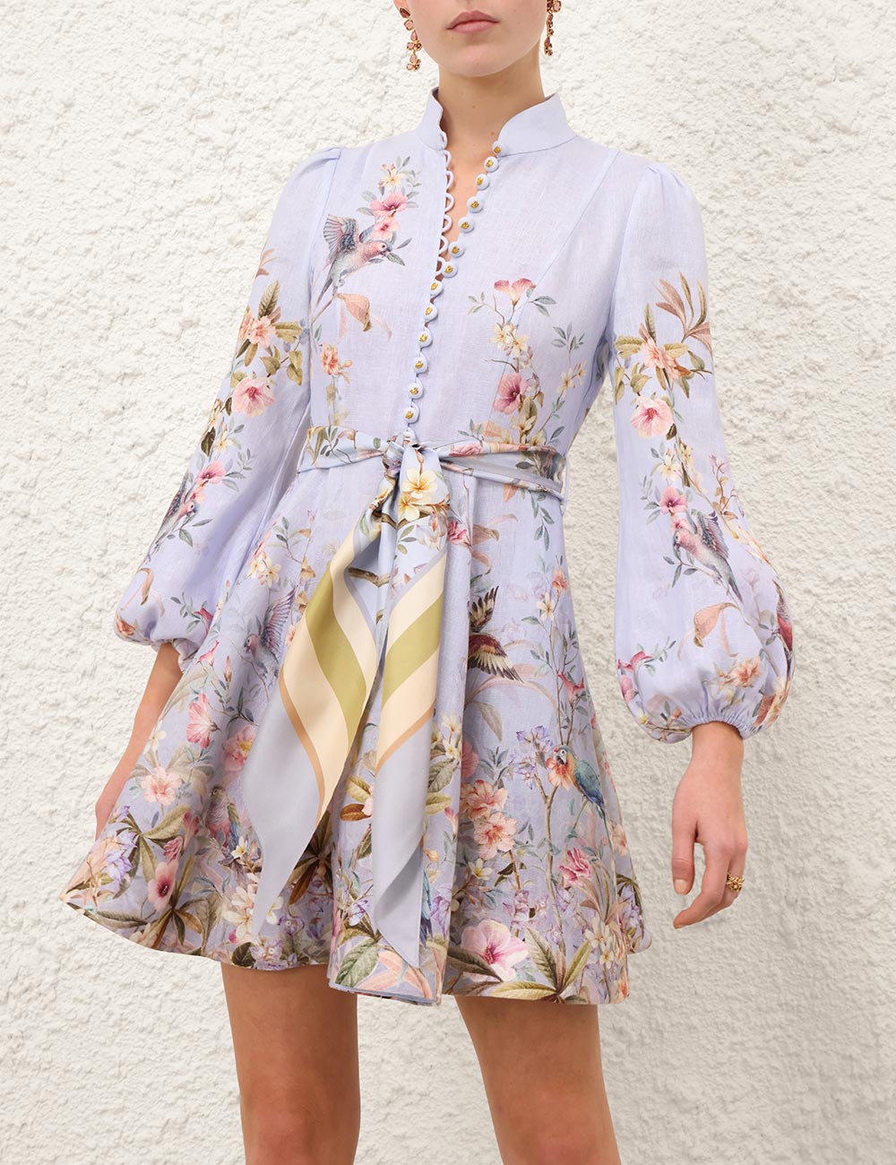 Rebellion Button Mini Dress - Blue Aviary