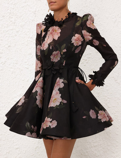 NATURA LIFTOFF MINI DRESS - Black Camellia