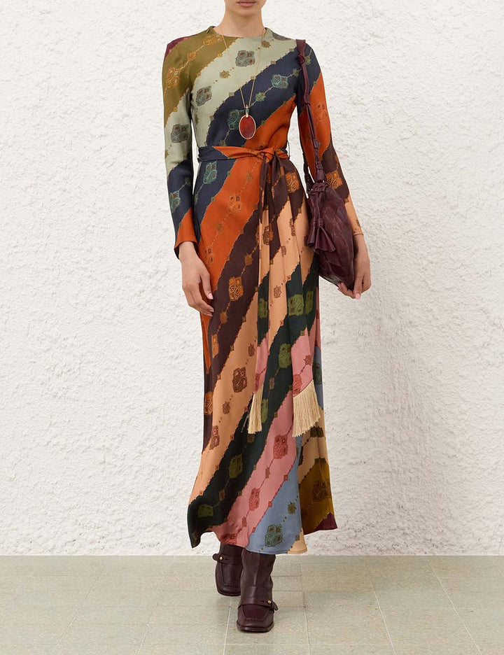 Ascent Bias Sheath Dress in Prism Stripe