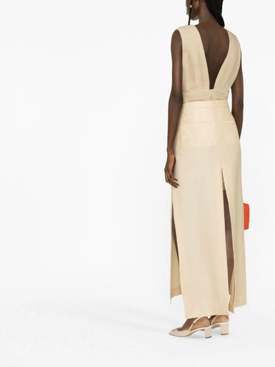 A-line slit maxi skirt - Beige