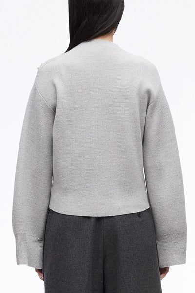 Embellished Merino Wool Sweater - Grey Multi