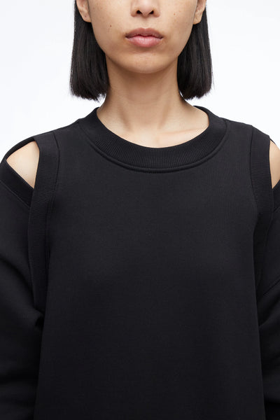French Terry Oversized Midi Dress - Black