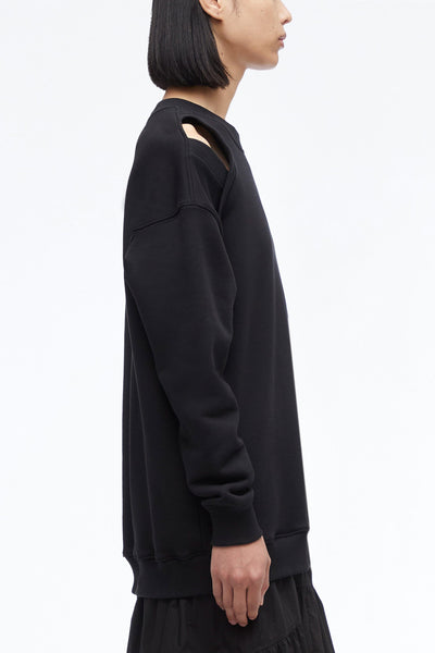 French Terry Oversized Midi Dress - Black