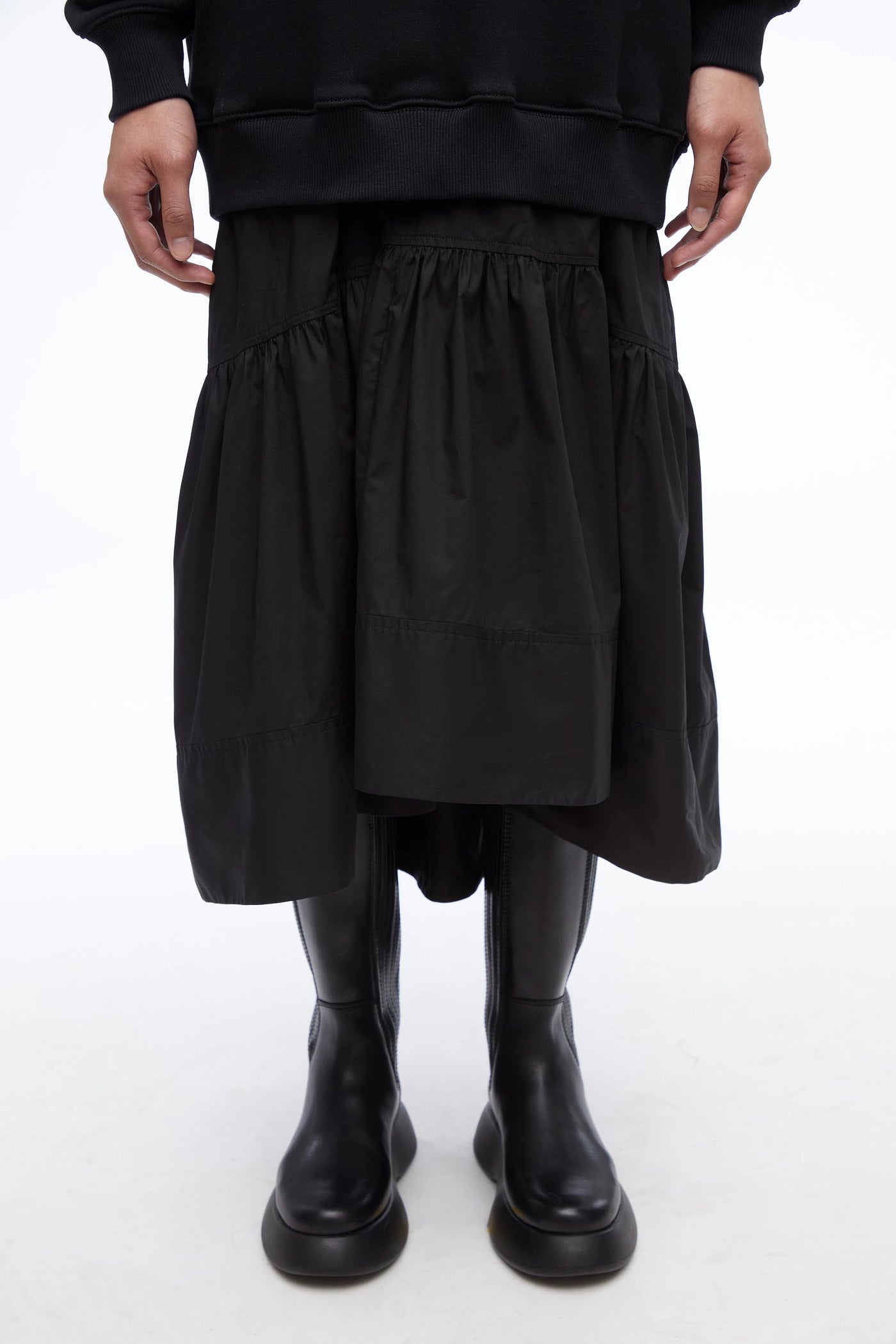French Terry Oversized Midi Dress - Black