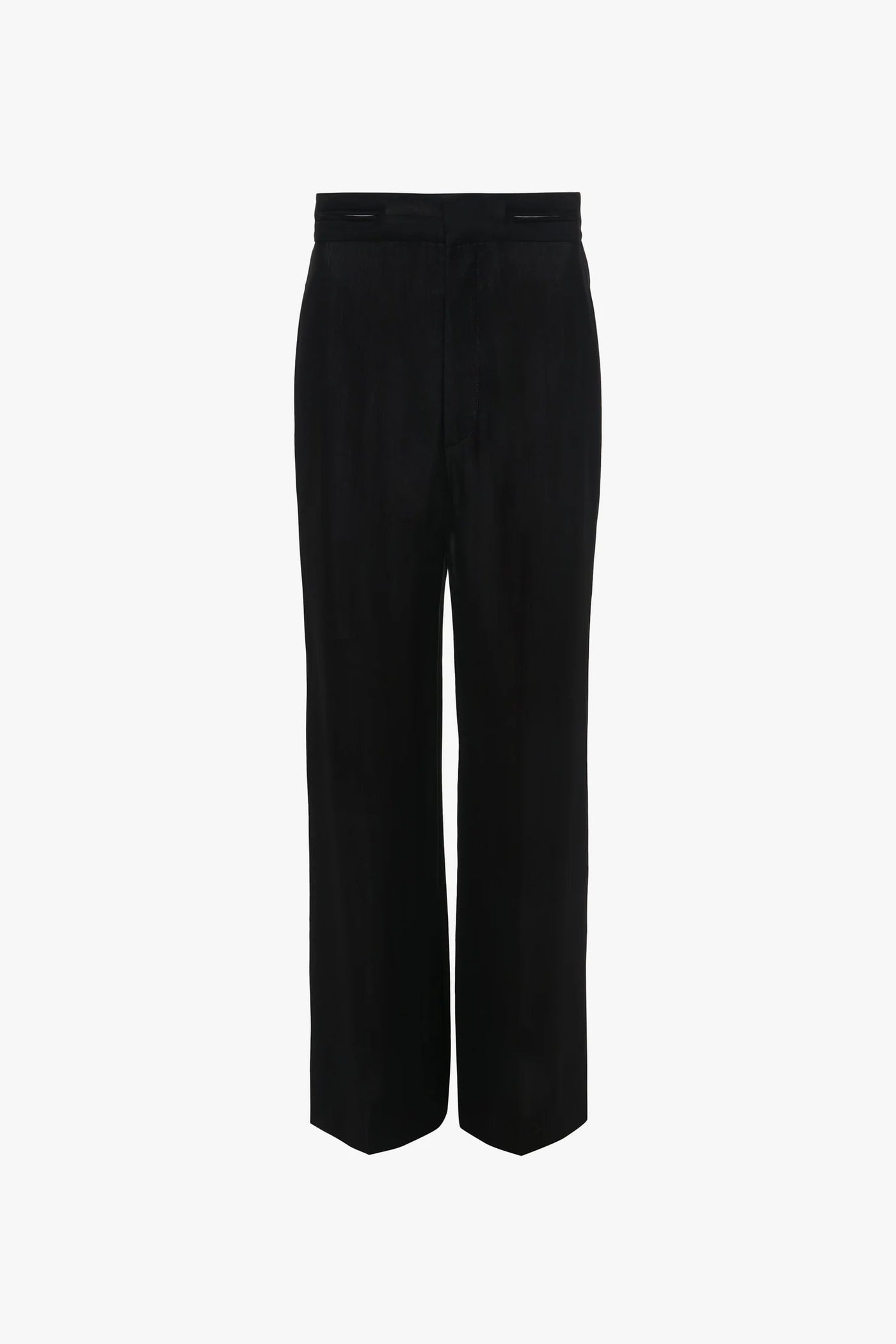 Waistband Detail Straight Leg Trouser - Black