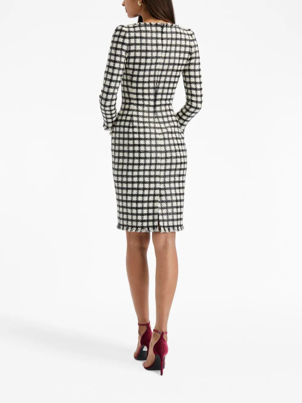 LUREX CHECK TWEED DRESS - Ivory/Black