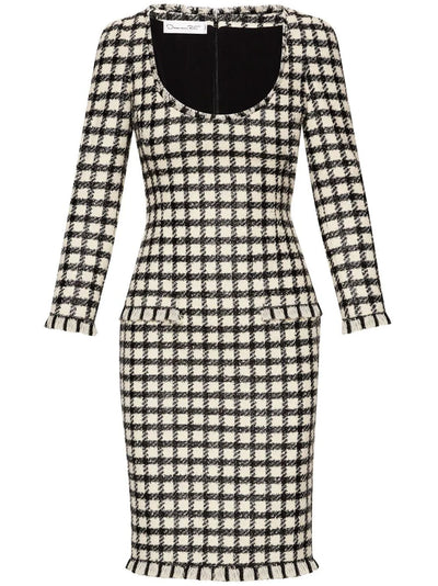 LUREX CHECK TWEED DRESS - Ivory/Black