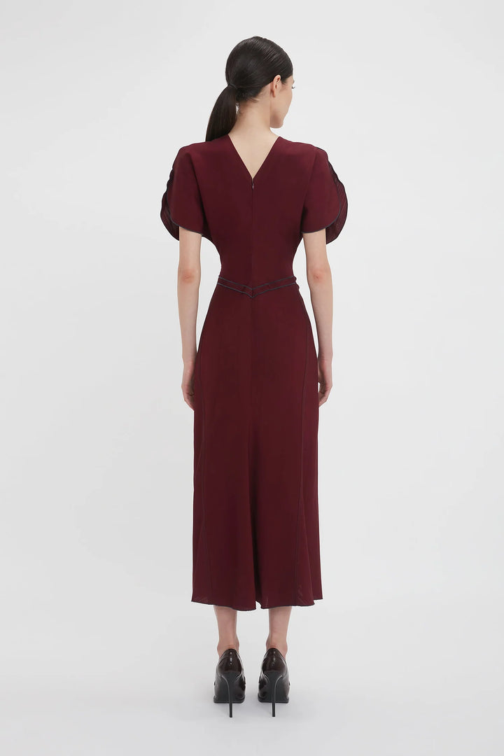 Gathered Waist Midi Dress - Port